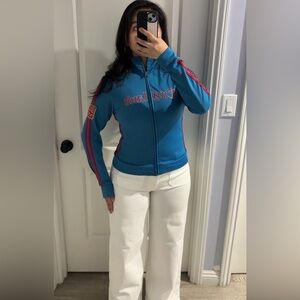 Y2K England Racing Stripe Track Jacket Fitted Small